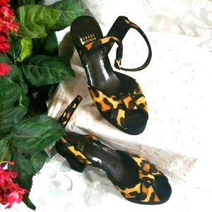 Stuart Weitzman leopard skin shoes sandals platform Size 6M